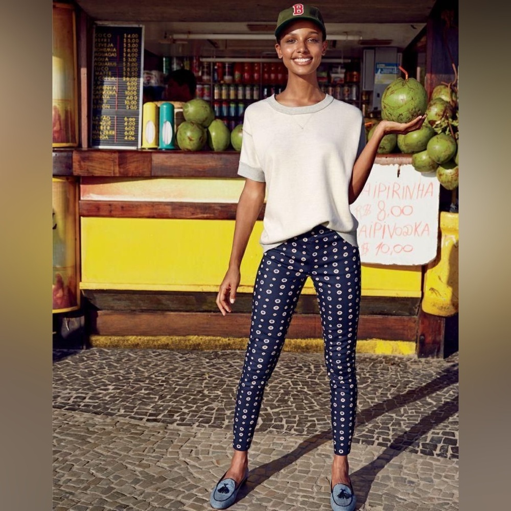 J. Crew Minnie Pant in Blue Foulard Print Size 0
